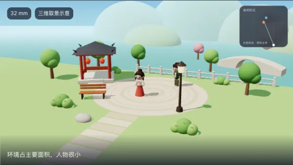 环境占据主要画面，人物只占很小一部分